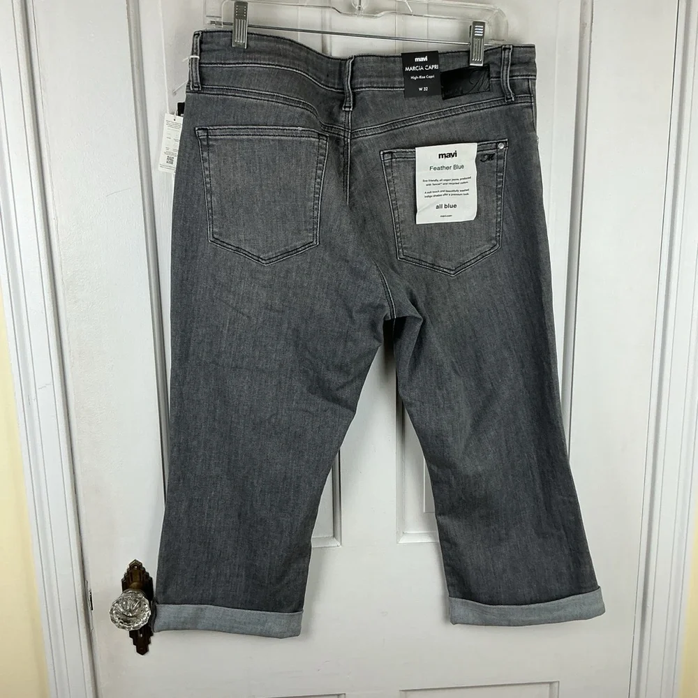 Mavi Marcia High Rise Capri Jeans Size 32 Grey NWT